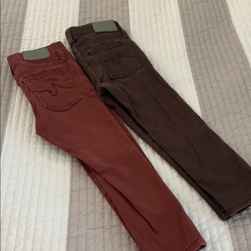 AG “Kingston Luxe” skinny pants in Brown & Rust